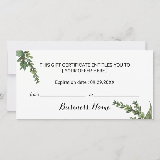 Botanische Greenery Salon & Spa Cadeaubonnen (Achterkant)