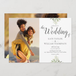 Botanische Greenery Script Wedding Foto's Kaart