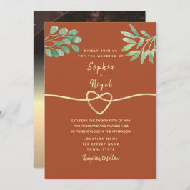 Botanische Greenery Terracotta Wedding Invitation Kaart