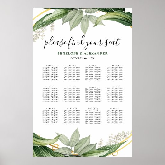 Botanische Greenery verliest tabelschema Poster (Voorkant)