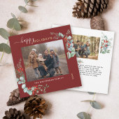 Botanische Greenery Waterverf Elegant Burgundy Feestdagenkaart