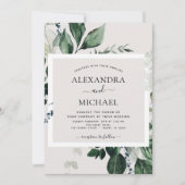 Botanische Greenery Waterverf Elegant Wedding Kaart (Voorkant)