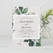 Botanische Greenery Waterverf Elegant Wedding Kaart (Staand voorkant)