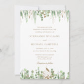Botanische Greenery Waterverf Gold Wedding Kaart (Voorkant)