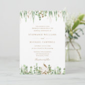 Botanische Greenery Waterverf Gold Wedding Kaart (Staand voorkant)