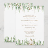 Botanische Greenery Waterverf Gold Wedding Kaart (Voorkant / Achterkant)