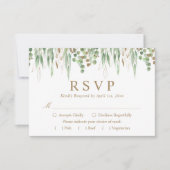 Botanische Greenery Waterverf Gold Wedding RSVP Kaartje (Voorkant)