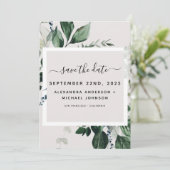 Botanische Greenery Waterverf Sparen de Datum Kaart (Staand voorkant)