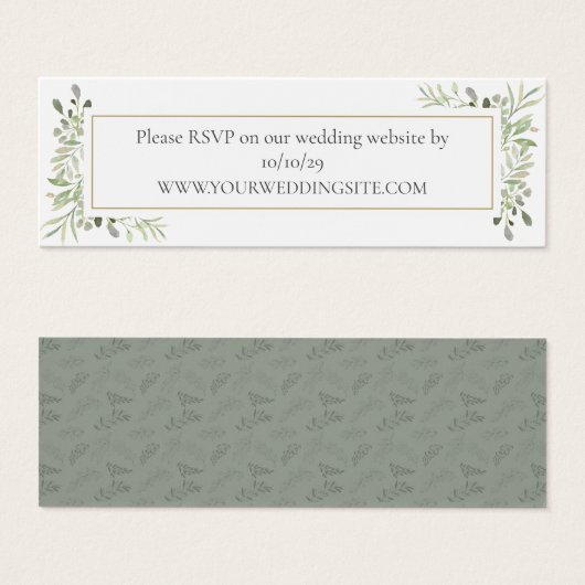 Botanische Greenery Waterverf Wedding Website RSVP Mini Visitekaartjes (Voorkant /achterkant)