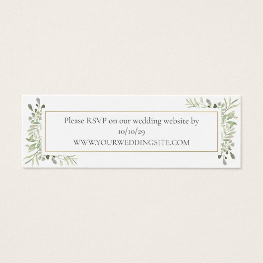 Botanische Greenery Waterverf Wedding Website RSVP Mini Visitekaartjes (Voorkant)