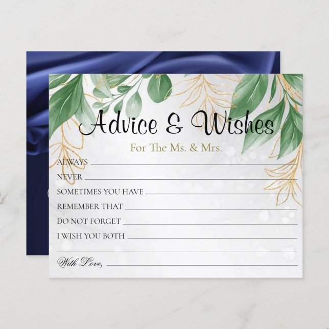 Botanische Greenery Wedding Advice wint Kaarten (Voorkant / Achterkant)