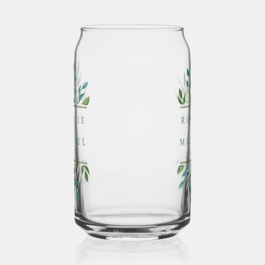 Botanische Greenery Wedding Blikvorm Glas (Links)