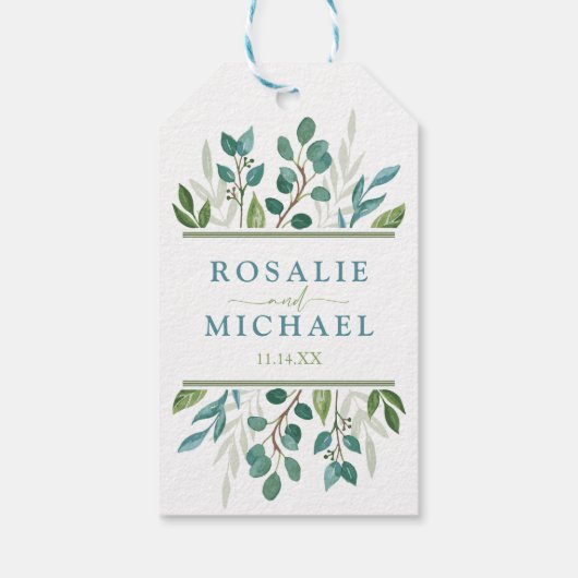 Botanische Greenery Wedding Cadeaulabel (Achterkant)
