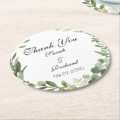Botanische Greenery Wedding Classic Round Sticker Ronde Kartonnen Onderzetter (Gebogen)