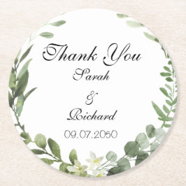 Botanische Greenery Wedding Classic Round Sticker Ronde Kartonnen Onderzetter