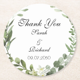 Botanische Greenery Wedding Classic Round Sticker Ronde Kartonnen Onderzetter