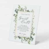 Botanische Greenery Wedding Guest Quilt Reclamebord Met Voetstuk (Voorkant)