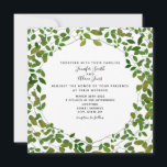 Botanische Greenery Wedding Invitation Kaart<br><div class="desc">Een trouwuitnodiging met groene bladeren.  Pas de tekst in ronde ruimte in het centrum aan.</div>