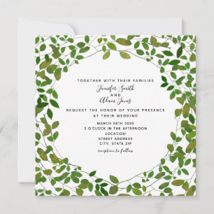Botanische Greenery Wedding Invitation Kaart