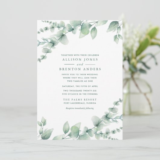 Botanische Greenery Wedding Kaart (Staand voorkant)