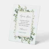 Botanische Greenery Wedding Open Bar Reclamebord Met Voetstuk (Voorkant)