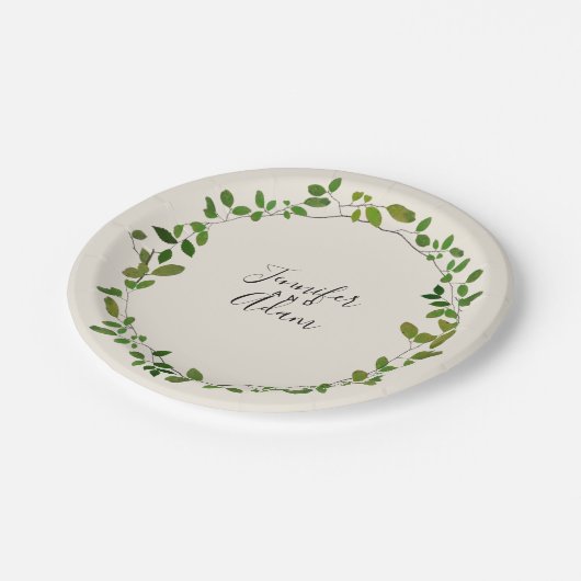 Botanische Greenery Wedding Papieren Bordje (Gekanteld)