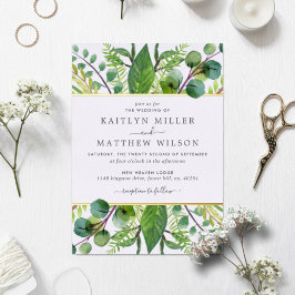 Botanische Greenery Wedding Real Folie Uitnodiging