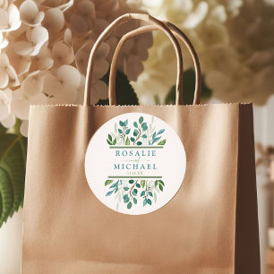 Botanische Greenery Wedding Ronde Sticker