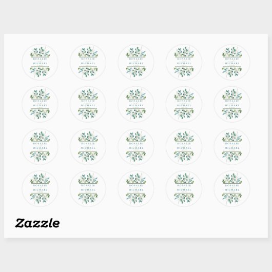 Botanische Greenery Wedding Ronde Sticker (Vel)