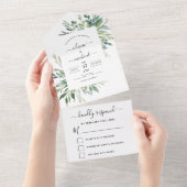 Botanische Greenery Wedding Spring Summer RSVP All In One Uitnodiging (Afscheurbaar)