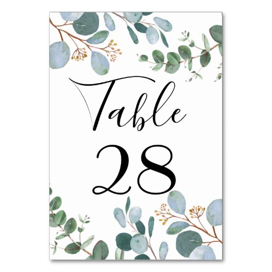Botanische Greenery Wedding Table Number Kaart (Achterkant)