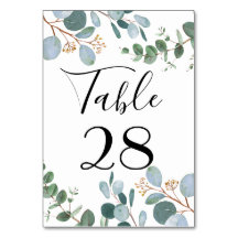 Botanische Greenery Wedding Table Number