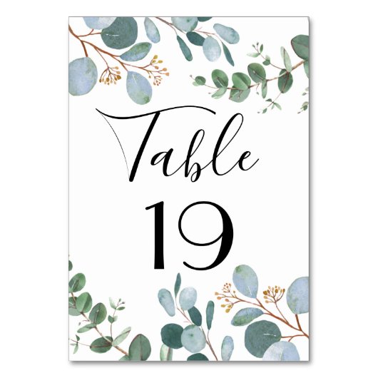 Botanische Greenery Wedding Table Number Kaart (Achterkant)