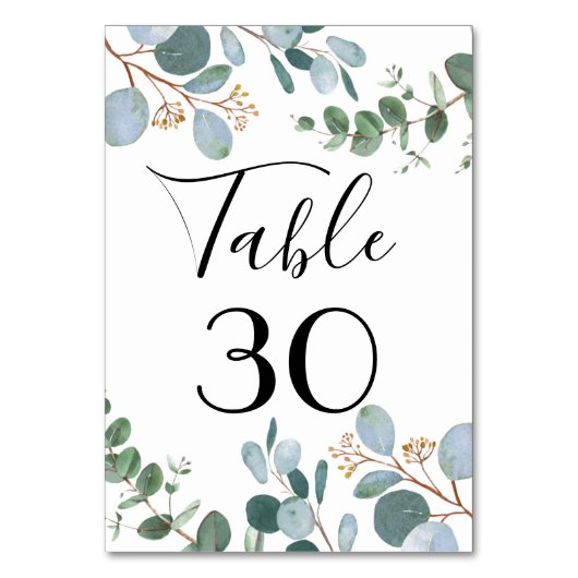 Botanische Greenery Wedding Table Number Kaart (Achterkant)