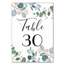 Botanische Greenery Wedding Table Number