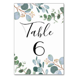 Botanische Greenery Wedding Table Number Kaart