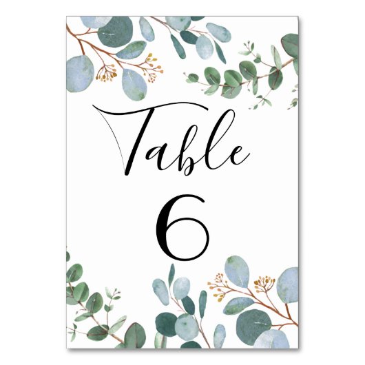 Botanische Greenery Wedding Table Number Kaart (Voorkant)