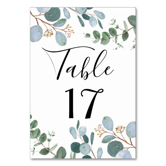 Botanische Greenery Wedding Table Number Kaart (Voorkant)