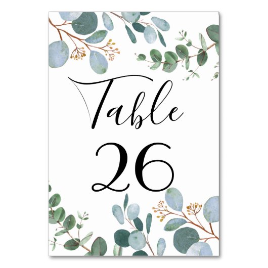 Botanische Greenery Wedding Table Number Kaart (Voorkant)