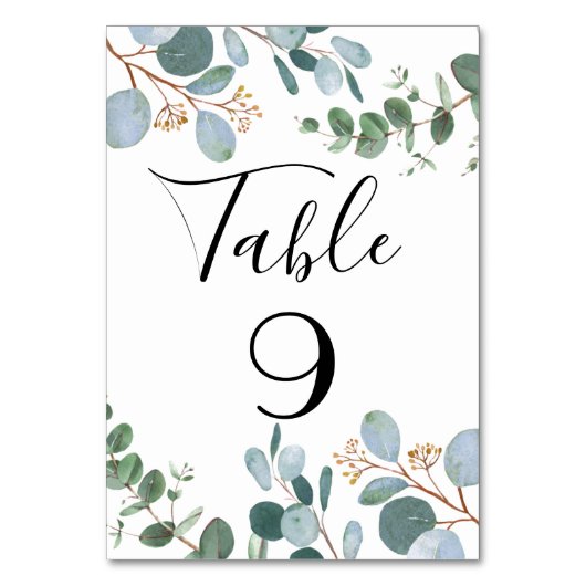 Botanische Greenery Wedding Table Number Kaart (Achterkant)