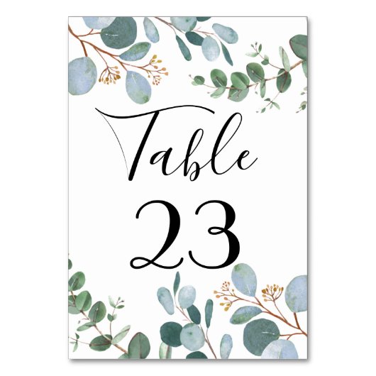 Botanische Greenery Wedding Table Number Kaart (Voorkant)