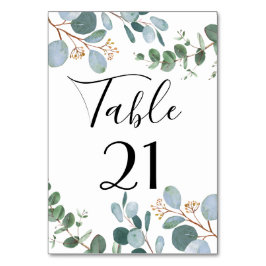Botanische Greenery Wedding Table Number Kaart