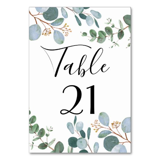 Botanische Greenery Wedding Table Number Kaart (Voorkant)