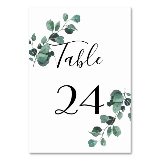Botanische Greenery Wedding Table Number Kaart (Voorkant)