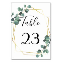Botanische Greenery Wedding Table Number
