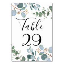 Botanische Greenery Wedding Table Number