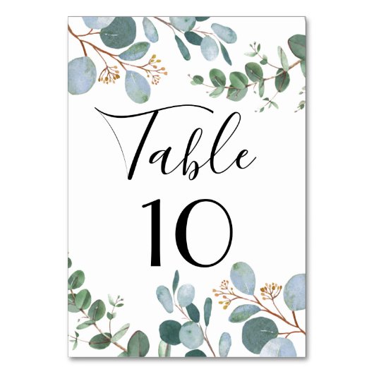 Botanische Greenery Wedding Table Number Kaart (Voorkant)