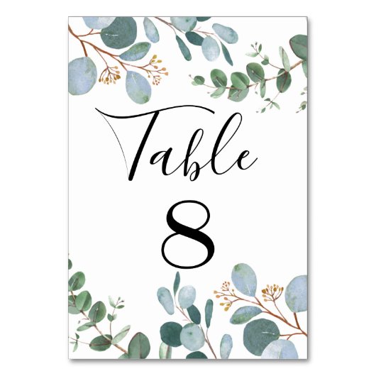 Botanische Greenery Wedding Table Number Kaart (Achterkant)