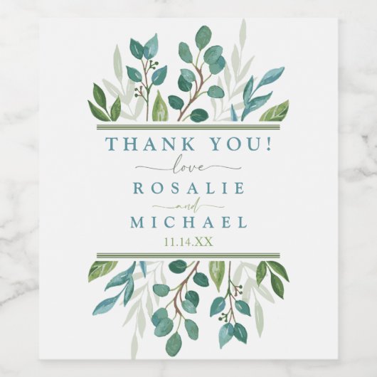 Botanische Greenery Wedding Wijn Etiket (Enkel label)