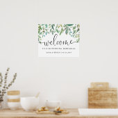 Botanische Greenery Welcome Wedding Rehearsal Poster (Keuken)